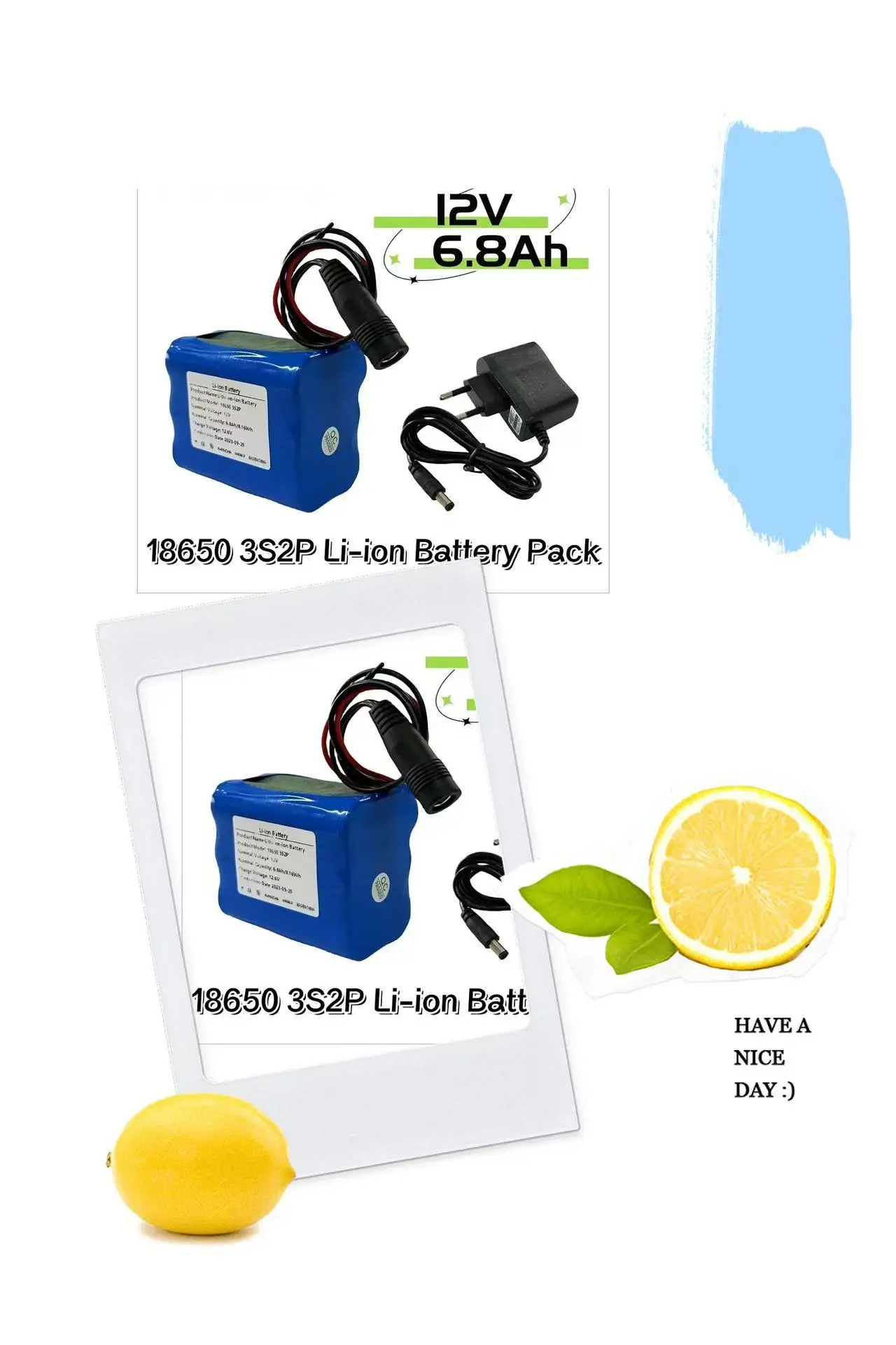 

3S2P Lithium-ion 12V 6800mAh 18650 Rechargeable Battery Pack 12.6V Charging Battery +charger