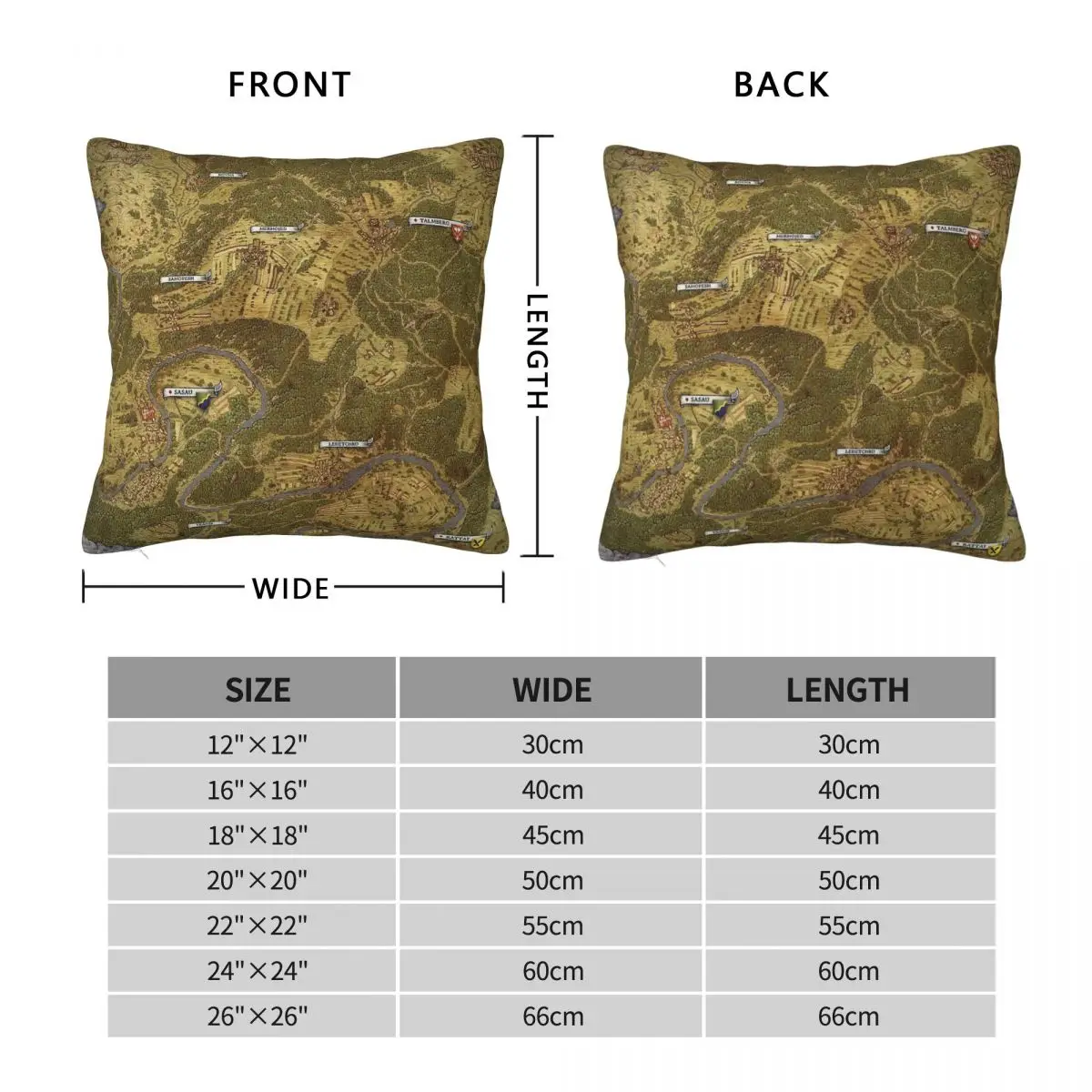 Kingdom Come Deliverance Map Pillowcase Polyester Linen Velvet Pattern Zip Decorative Car Cushion Cover