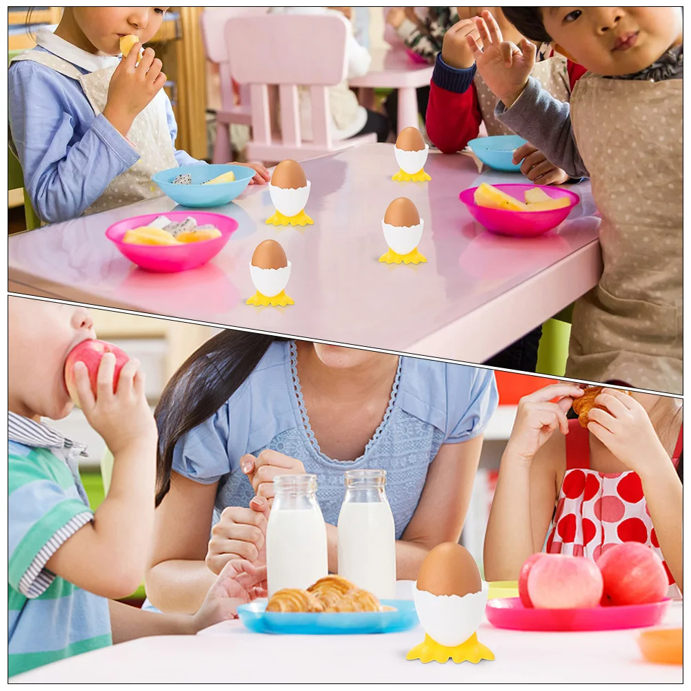 

12 Pcs Foot Shaped Egg Cup Kids Breakfast Stand Yellow White PP Material Anti Roll Kitchen Tableware Set Egg Holder Cartoon