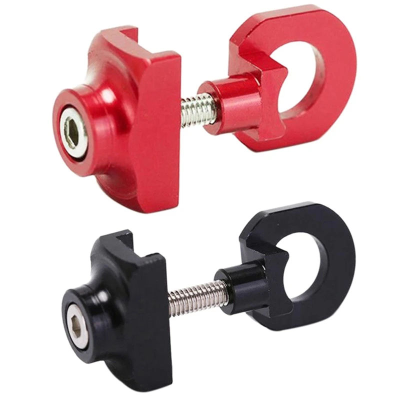 2 Pcs Bike Chain Tensioner Adjuster Aluminum Alloy Bicycle Fastener Bolt Single Speed Bicycle Bolt Screw Black & Red