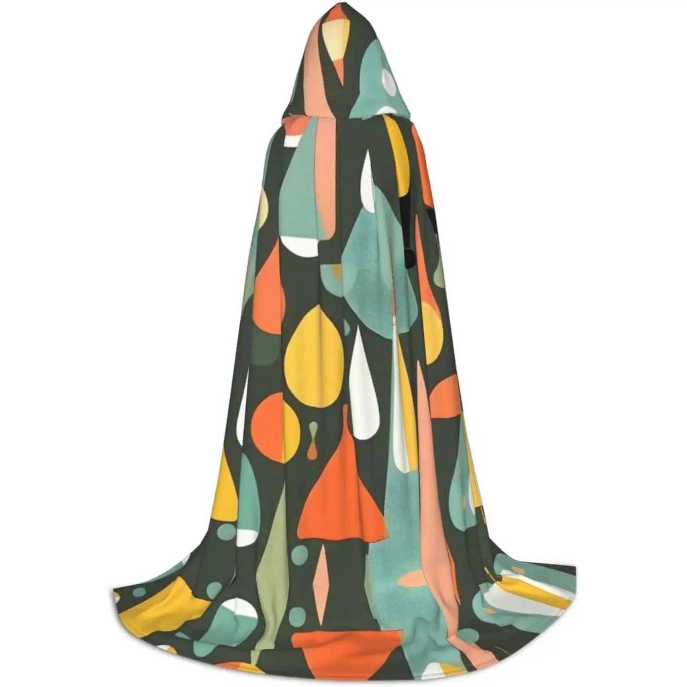 

Mid Century Modern Retro With Drop Shapes Print Robe-Hooded Cap Cloak Unisex Hooded For Halloween Cosplay Costumes