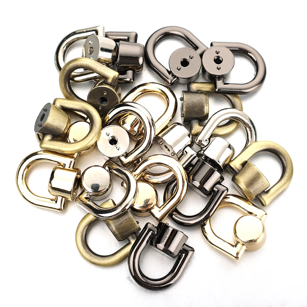 1/5PCS Metal D-shaped Ring Bag Handles Chain Hook Bag Side Clip Screw Nail Rivet Handbag Strap Connector Clasp Buckle DIY Craft