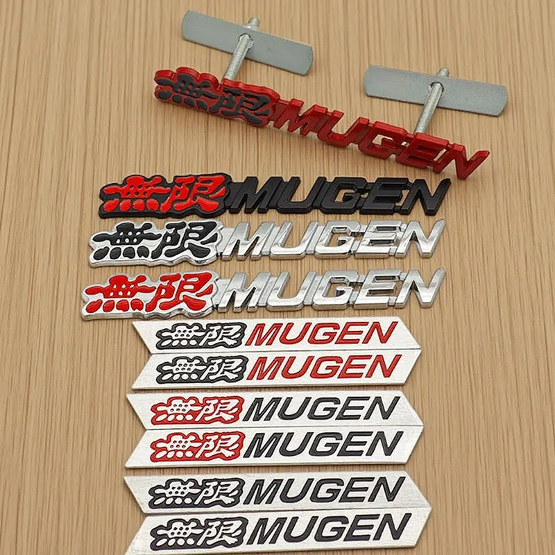 3D Metall Buchstaben Mugen Emblem Auto Frontgrill Logo Hinten Stamm Aufkleber Kotflügel Seite Abzeichen für Auto Außen Zubehör