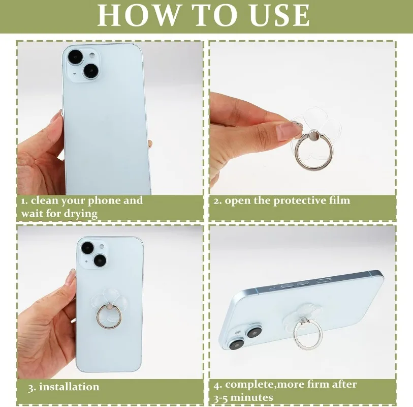 휴대전화 360용 투명 손가락 링 홀더 다이아몬드 기능 휴대폰 스탠드 범용 °   도 회전 휴대폰 브래킷 액세서리