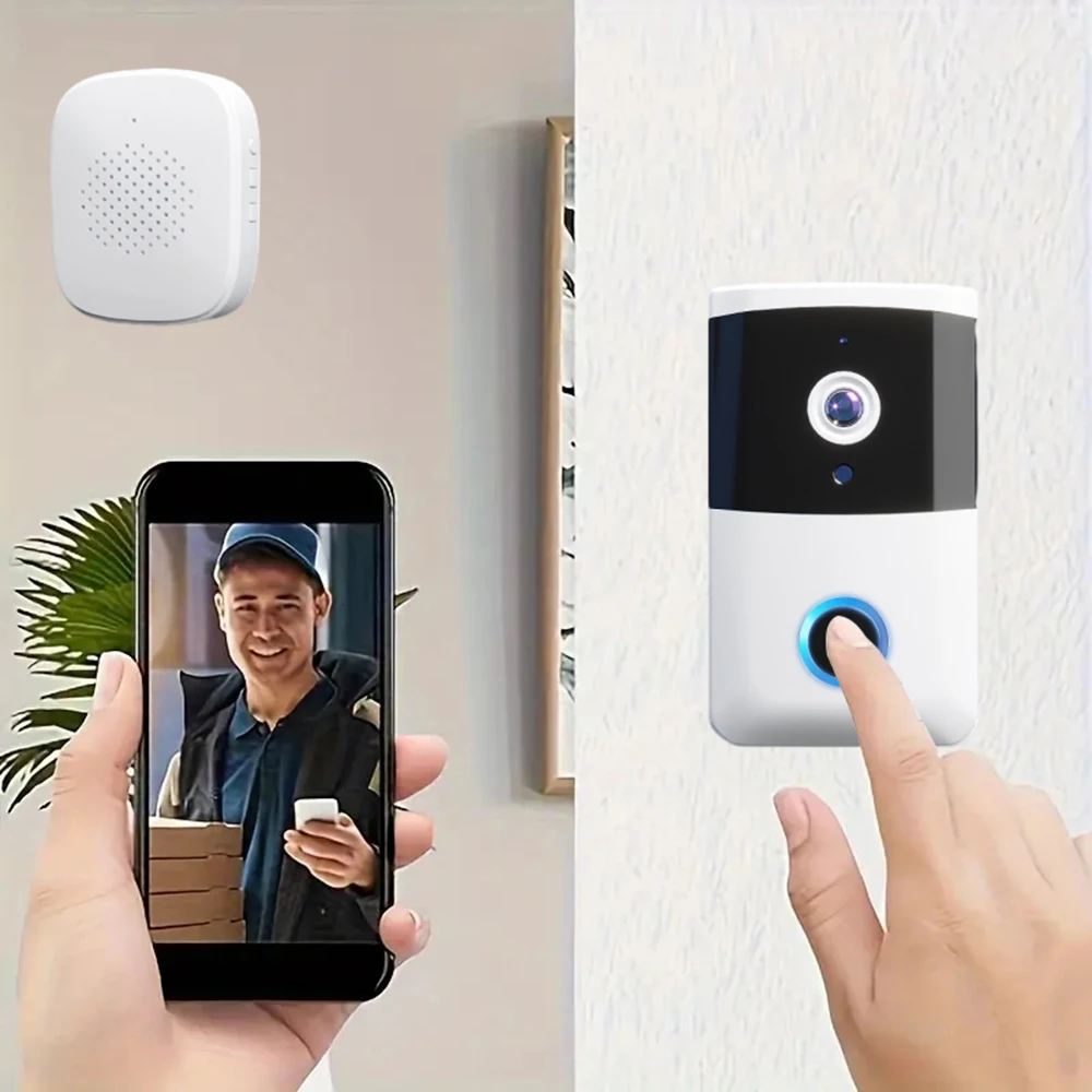 Smart Visual Doorbell Camera Kit, Monitoramento Remoto, Campainha Intercom para Casa e Casa