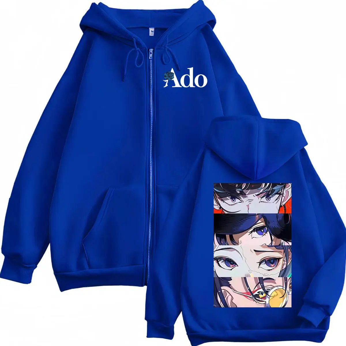 Japanese Pop Singer Ado Graphic Zipper Hoodie Streetwear High Quality Fashion Zip Up Pullovers Men Women Casual Loose Sweatshirt