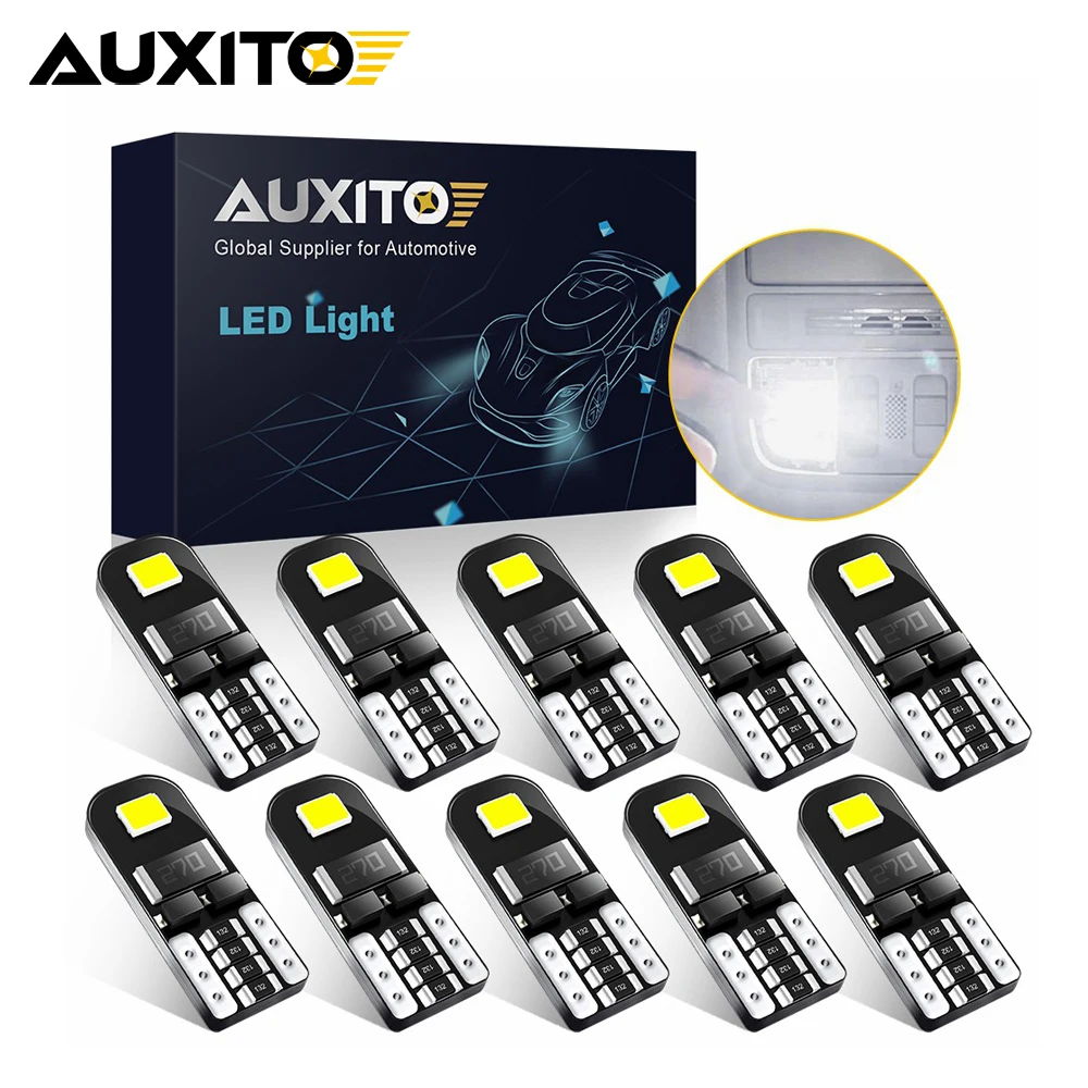 AUXITO 2/10Pcs 194 W5W T10 Żarówka LED Ultra Bright Canbus Samochodowe światła wewnętrzne Światła postojowe do Mercedes-Bens Bmw Audi Ford