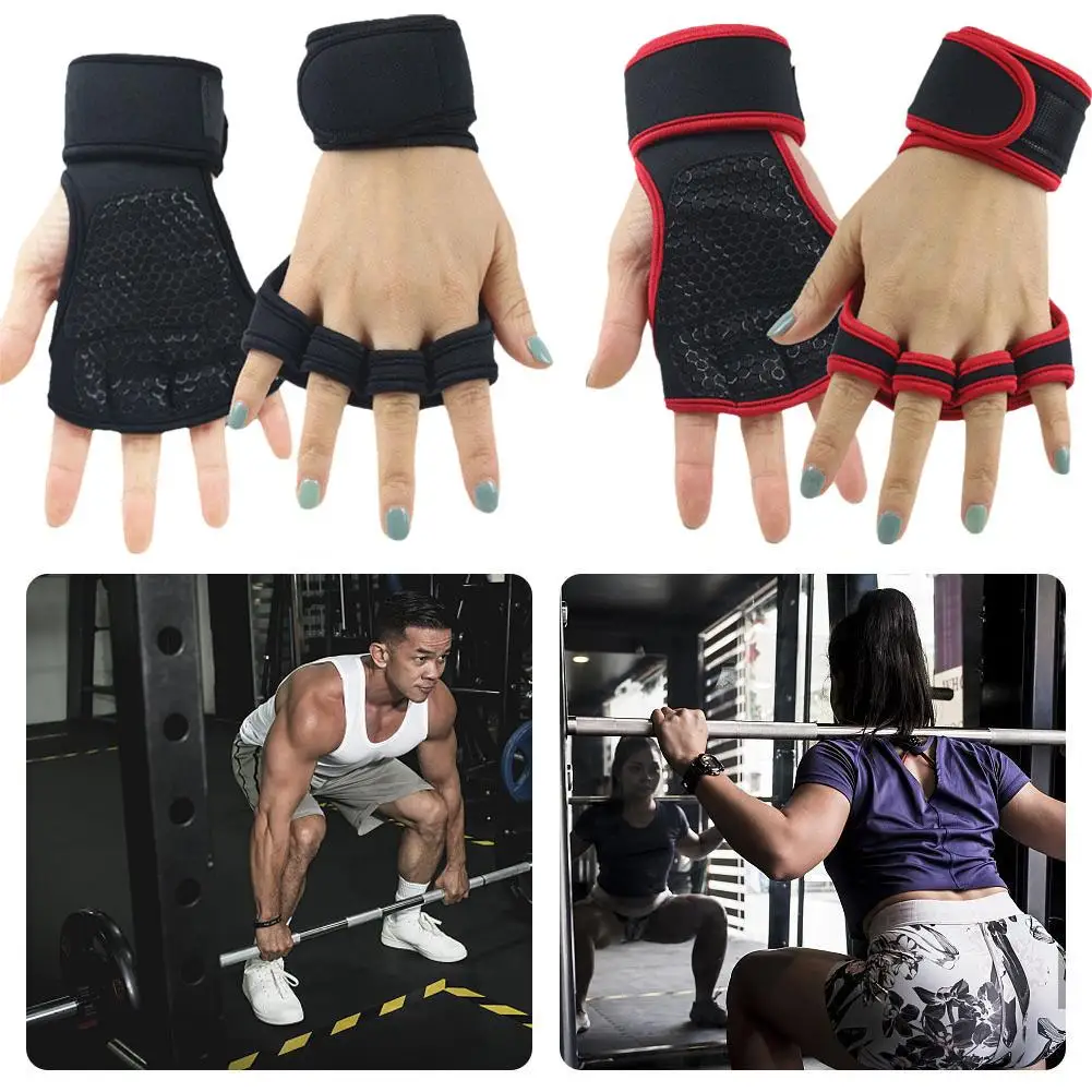 Weightlifting Training Gloves for Men Women itness Sports Body Building Gymnastics Gym Hand Wrist Protector Glove W0S4