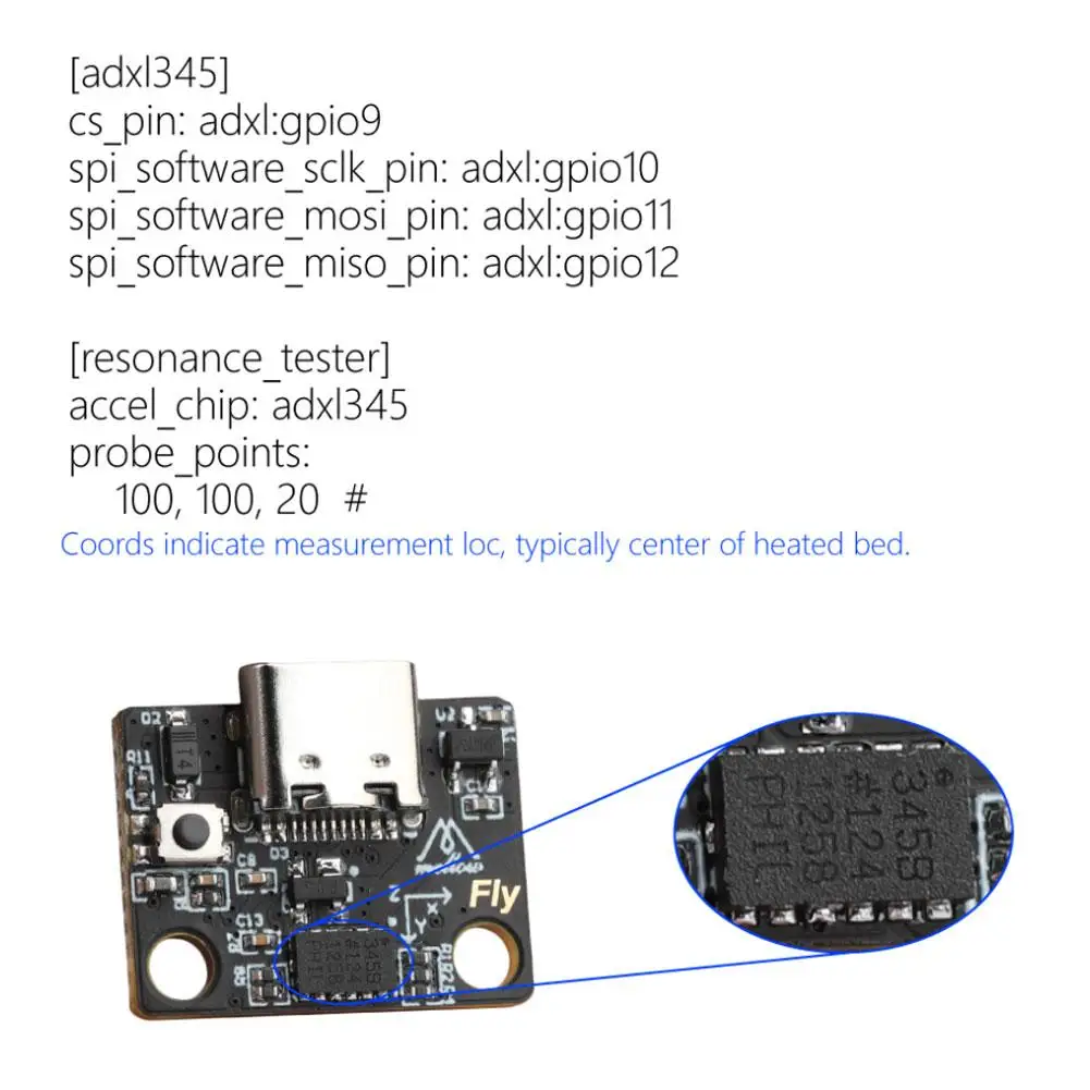 Placa USB de acelerómetro Fly-ADXL345 para impresora 3D Klipper,Gemini, Raspberry Pi,Voron V0.1, 2,4, Vzbot, HevORT,Ender 3