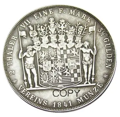 DE(22)Germany 1841 2 Thaler 3½ Gulden - Günther Friedrich Karl II Silver Plated Copy Coin