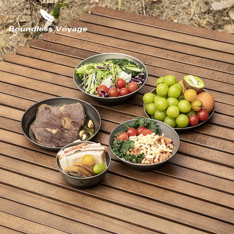 

Titanium Bowl, Fruit Vegetable Dinner Bowl, Plate Food Container for Outdoor Hiking Picnic Camping Tableware,400ml/600ml/800ml