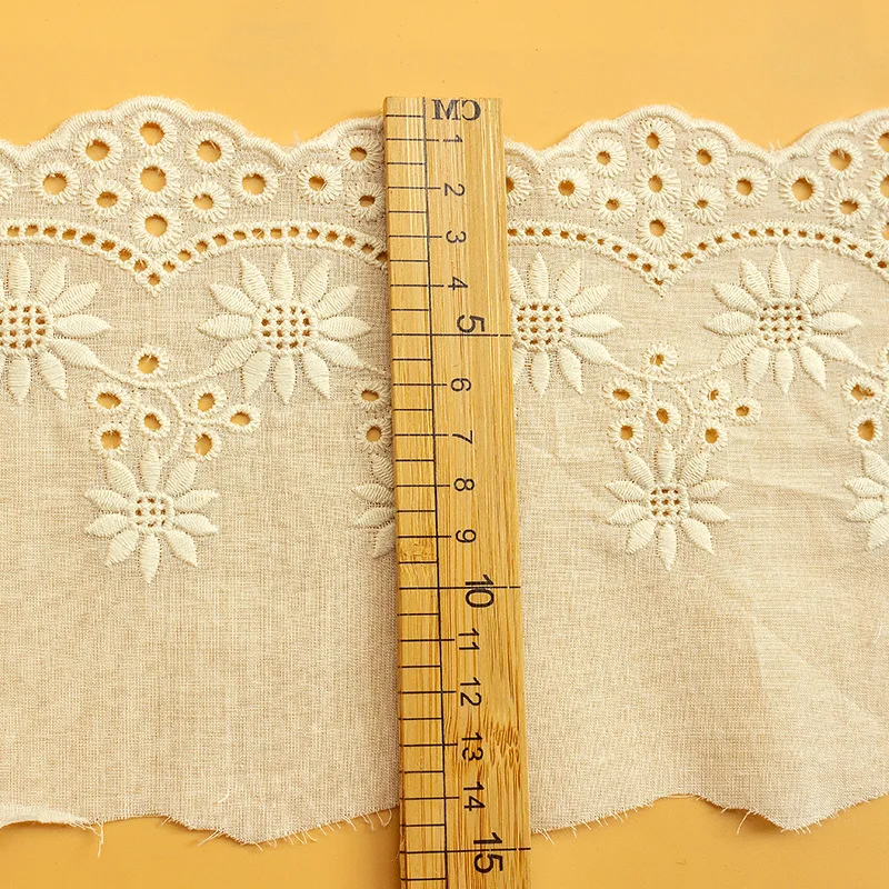 1 Meter Hollow Sunflower  Lace Fabric  Cotton Embroidery 14CM DIY Border Sewing Lace vestido Children\'s Clothing Accessories