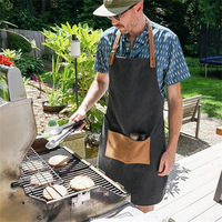 Antifouling Kitchen Apron Adjustable Canvas Protective Wear for Cooking BBQ Outdoor Activities