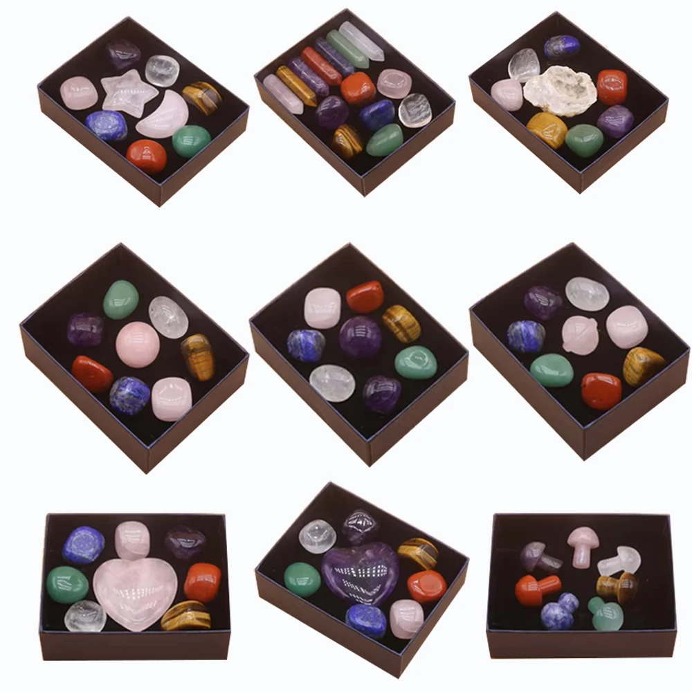 

Natural Stone Chakra Crystals Pillar Set Healing Yoga Energy Edelsteen Tafel Huis Ambachten Dagelijkse Home Decoration Best Gift