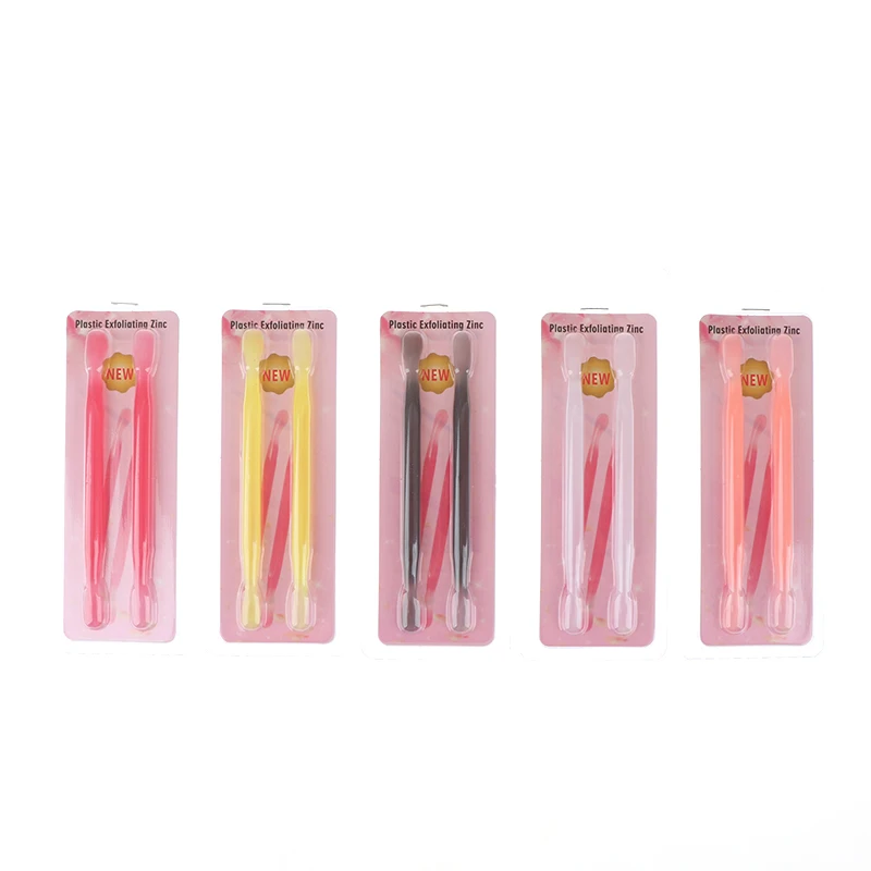 2pcs Nail Cuticle Pusher Plastic Double End Reusable Manicure Cuticle Dead Skin Remove Pedicure Sticks Nail Art Clean Care Tool