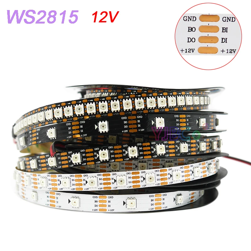 12V WS2815 LED Strip Individually addressable pixel IC Light Tape 30/60/74/96/144 leds/m 5050 RGB Magic lamp bar IP30/IP65/IP67