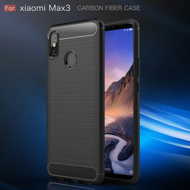 Shockproof Silicone Case for xiaomi Max 3 Mi Max 3 pro Flexible Rubber Phone Cover for xiaomi Mi Max3 Pro Carbon Fiber Cases