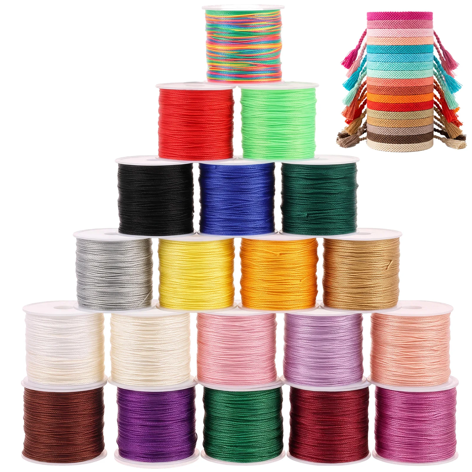 20/25 Rolls Nylon/Polyester Beading String Macrame Thread Bracelet String Chinese Knot Cord 0.8 mm DIY Bracelet String DIY Craft