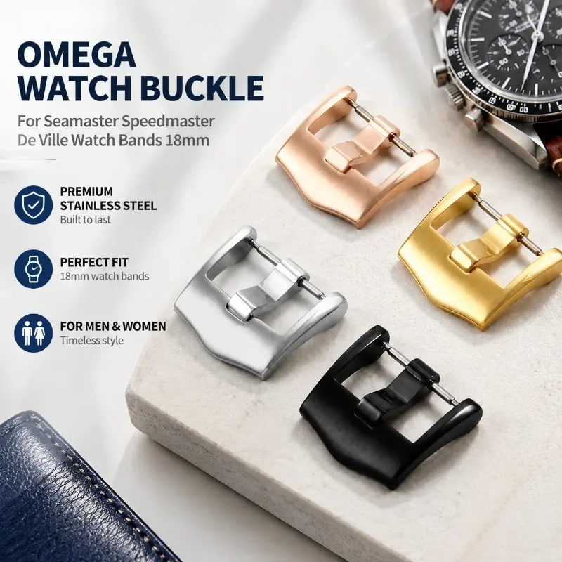 Original Omega Tang Buckle Stainless Steel Butterfly Clasp Fit Seamaster De Ville Speedmaster Genuine Wrist Band Male Female
