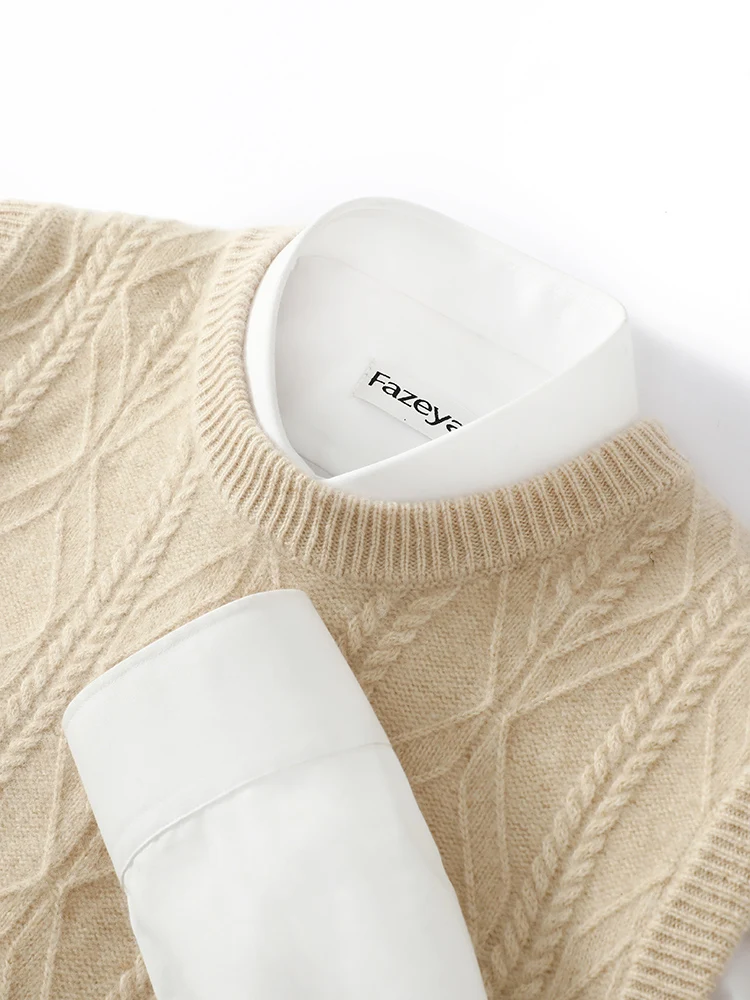 

00% Pure Wool Thiened Knitted Sweater Men's Loose Overhead No-Sve Cable Knit Warm Vest Casual round Ne Pullover Top