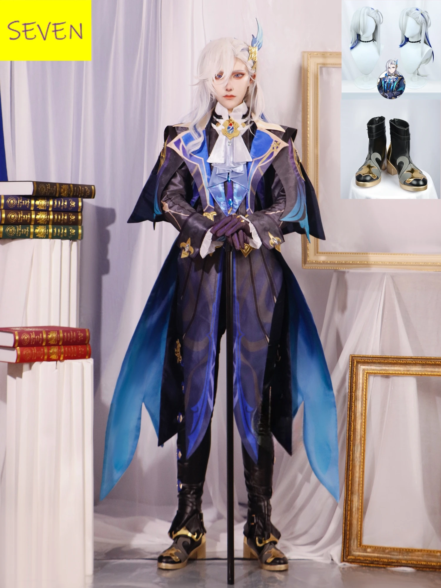 Neuvillette Cosplay Game Genshin Impact Dress Suit Sets Wig Cos Shoes Cosplay Costumes SEVEN Cosplay Store