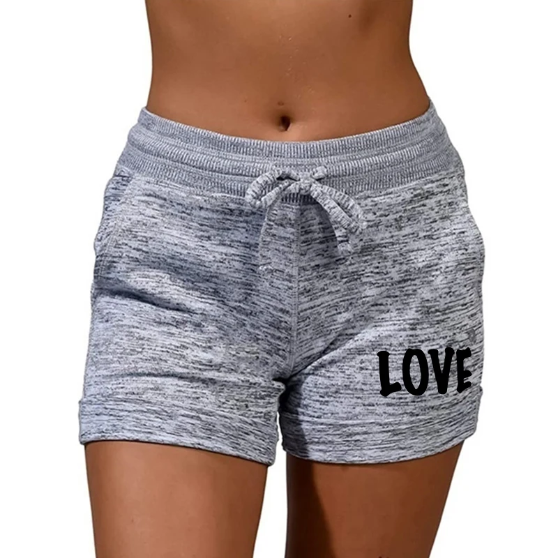 Fitness Shorts Sports Fashion Yoga Pants Stretch Skinny Women's Printting Sexy Pant Love Elastic Waist Short Plus Size Sexy Pant