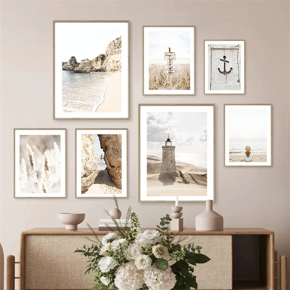 

Beach Waves Lighthouse Seascape Canvas Painting Hay Reed Wall Art Posters And Prints Nordic Wall Pictures Living Room Home Decor