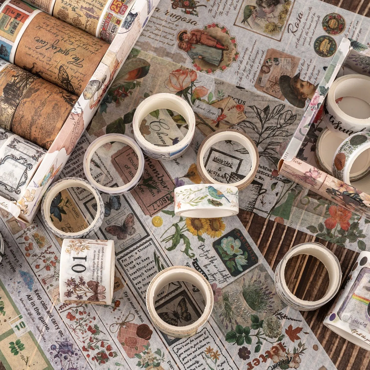 18 Rolls Vintage Washi Tape Set Floral Planet Butterfly Antique Retro Decorative Masking Tape Sets For Craft Kids Scrapbooking