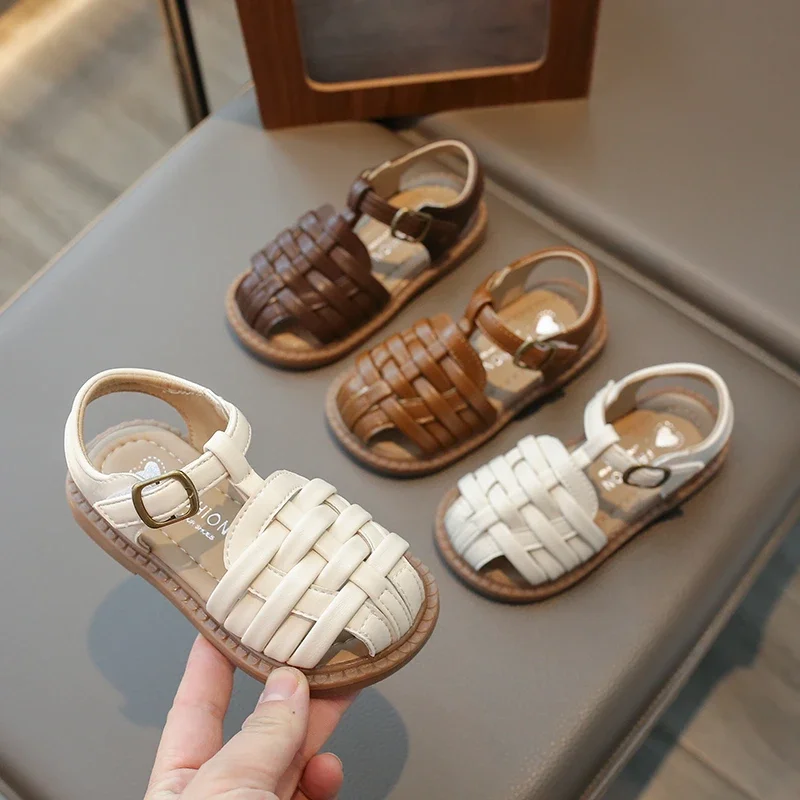 

Baby Girls Woven Sandals Summer Toddler Kids Shoes Soft Soled Anti Slip Comfortable Children Casual Beach Sandals Princess Shoes