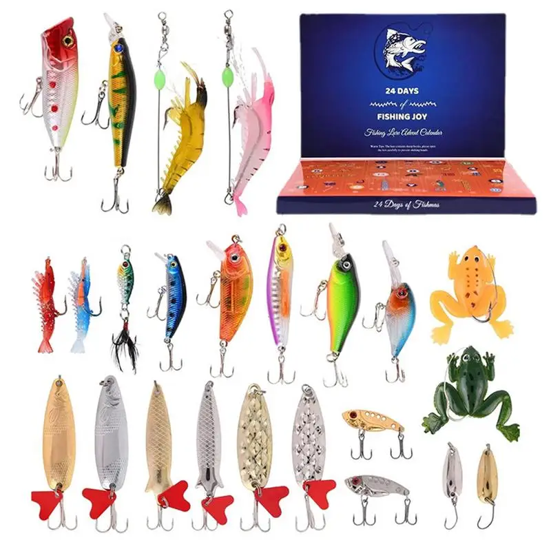 Fishing Tackle Advent Calendar 2024 24 Days Christmas Countdown Calendar Fishing Lures Set Fishing Tackle Box Christmas Gifts