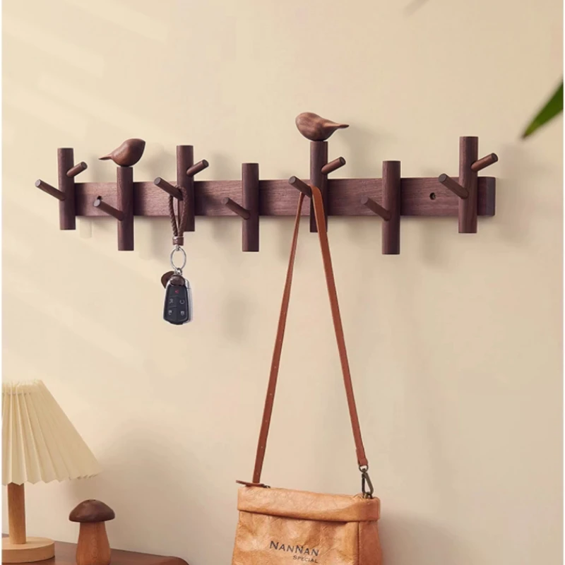 Creative Wooden Clothes Hooks Wall Mounted Coat Rack for Entryway Key and Bag Hanger Organizer Space Saving Hat & Scarf Stand