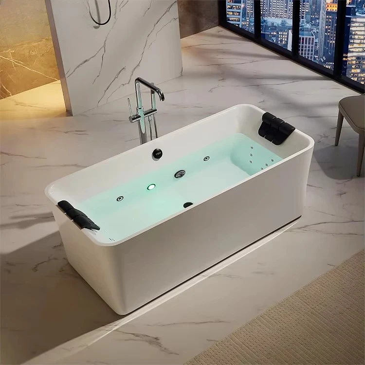 Luxury Eco-friendly Acrylic Rectangular Freestanding Spa Jacuzzi With Massage Multi-color Outdoor Design
