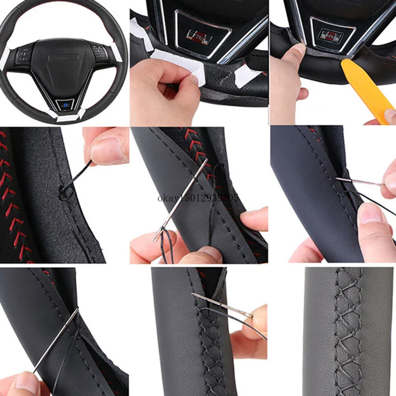 Car Steering Wheel Cover For Mitsubishi Lancer X 10 Outlander 2007-2013 ASX 2010-2013 Hand Stitched Genuine Leather accessories