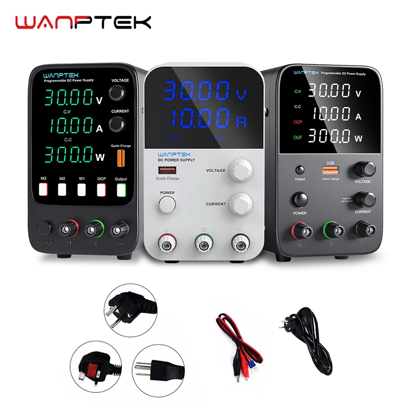 Wantptek-調整可能なDC電源,30v,10a 60v,5a,実験室用電源,安定化,電圧レギュレーター,220v