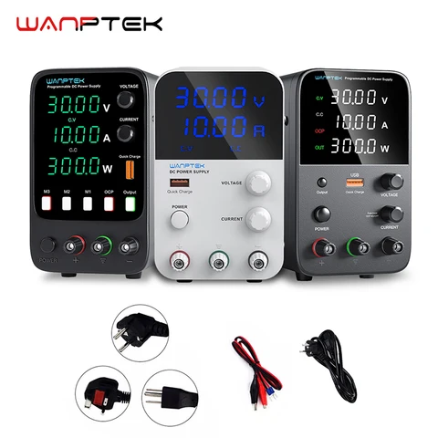 Fonte de Alimentação DC Ajustável Wanptek 30V 10A 60V 5A, Fonte de Bancada para Laboratório, Regulador de Tensão Estabilizada 220V