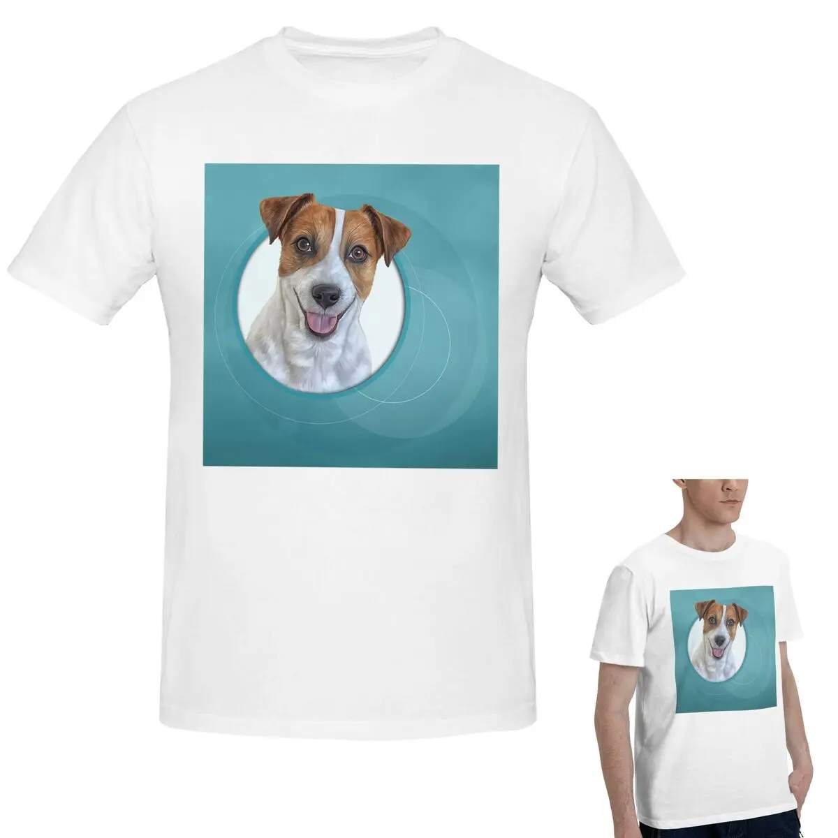 

Dog Jack Russell Terrier Drawing, Illustration Funny Dog T-Shirt Men's Fashion Oversized T Shirt Men Round Neck Shirts Tops