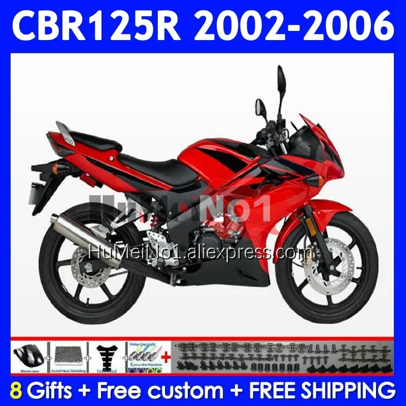 +Tank For HONDA CBR125R Red hot black CBR-125R 02 03 2004 2005 2006 12No.9 CBR125 CBR 125CC 125 125R 2002 2003 04 05 06 Fairing