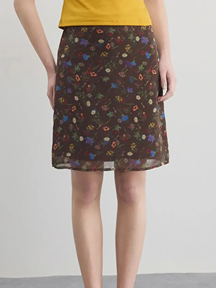 Summer Vintage Floral Skirt Women Casual High Waist Sexy Mini Skirts American Retro Beach Ocean Holiday Elegant A Line Skirt New