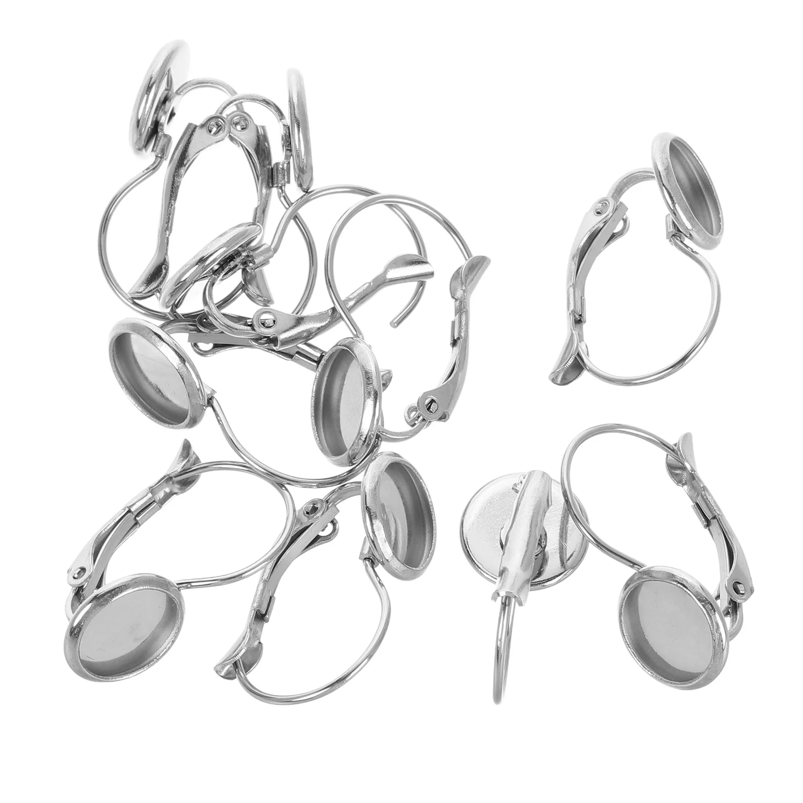 

10Pcs Stainless Steel Ear Hooks Blank 8mm Diameter DIY Earring Making Accessories Earring Bezel Setting Tray Jewelry Component