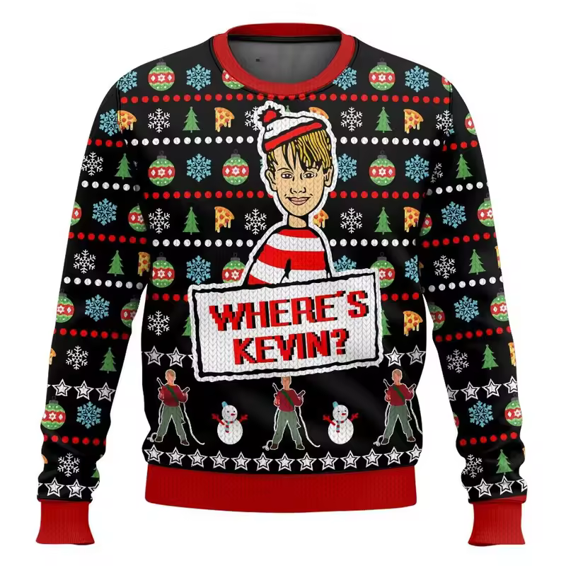 Merry Christmas alone at home Ugly Christmas sweater cartoon animation Men's pullover 2026 fashionable couple shirts Sweatshirt - Image 10