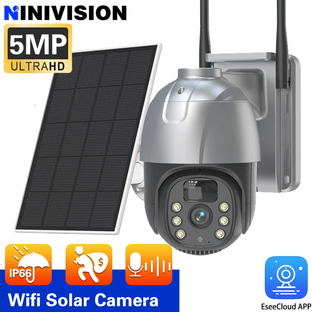 

EseeCloud HD Wifi Camera Solar PIR Human Detection Night Vision Waterproof Security Video IP Camara 5MP 2K Battery CCTV Monitor