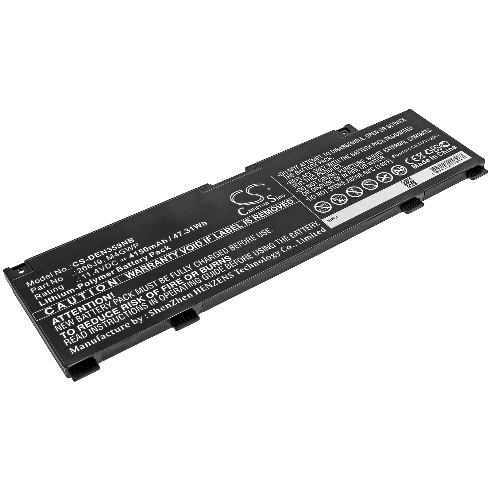 

CS 4150mAh/47.31Wh battery for DELL G3 15 3590,3590,3590-R1545BL,3590-R1862BL,Ins 14-5490-D1305S,5490-D1505L, M4GWP