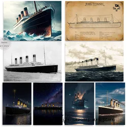 Vintage Classic Titanic Boat on The Ccean Sailing Ship Sea Waves Art Posters Canvas Painting Wall Print Pictures Room Home Decor