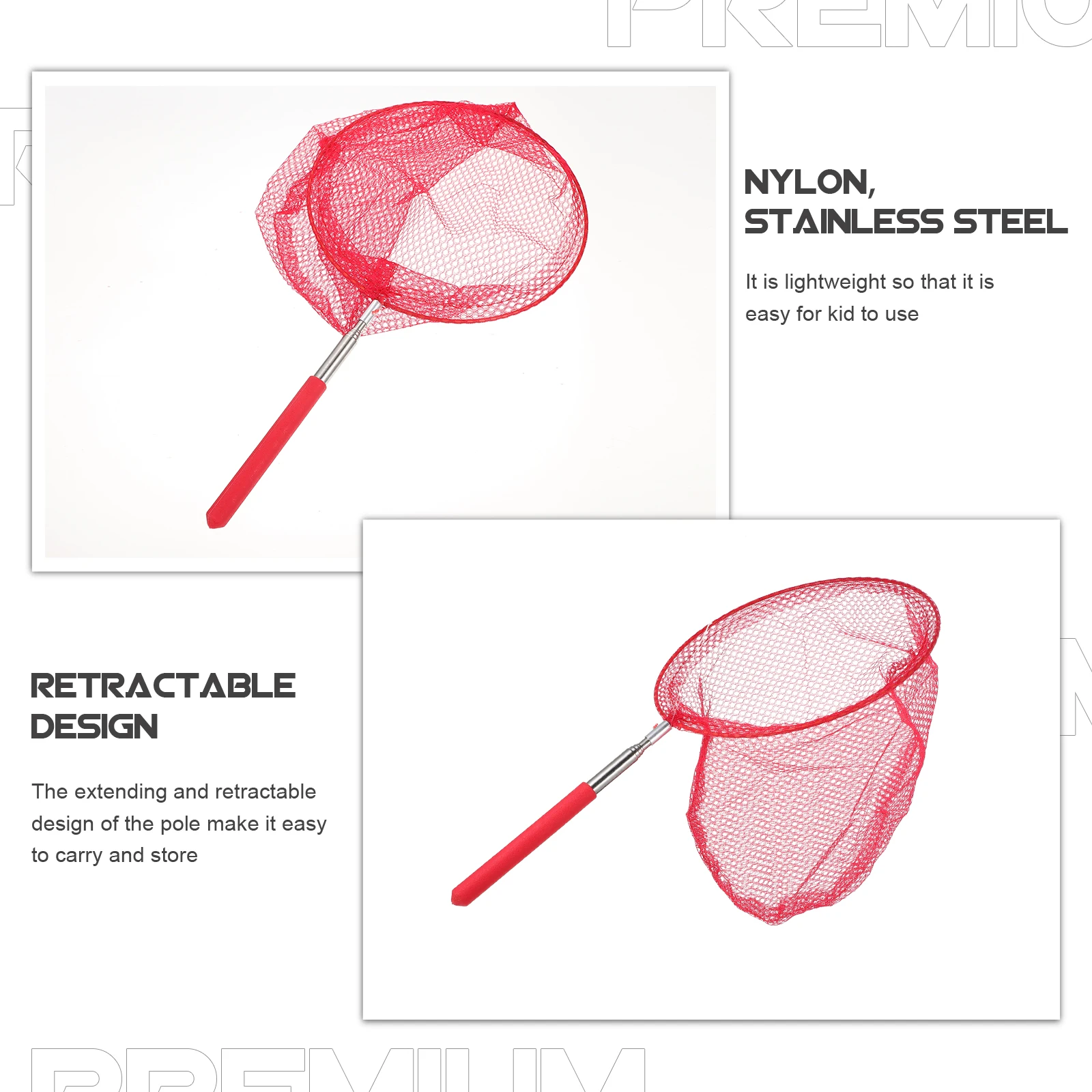 6 قطع شبكة صيد تلسكوبية من الفولاذ المقاوم للصدأ مع مقبض مضاد للانزلاق لصيد البق والفراشات والأسماك الصغيرة للأطفال والنشاط الخارجي