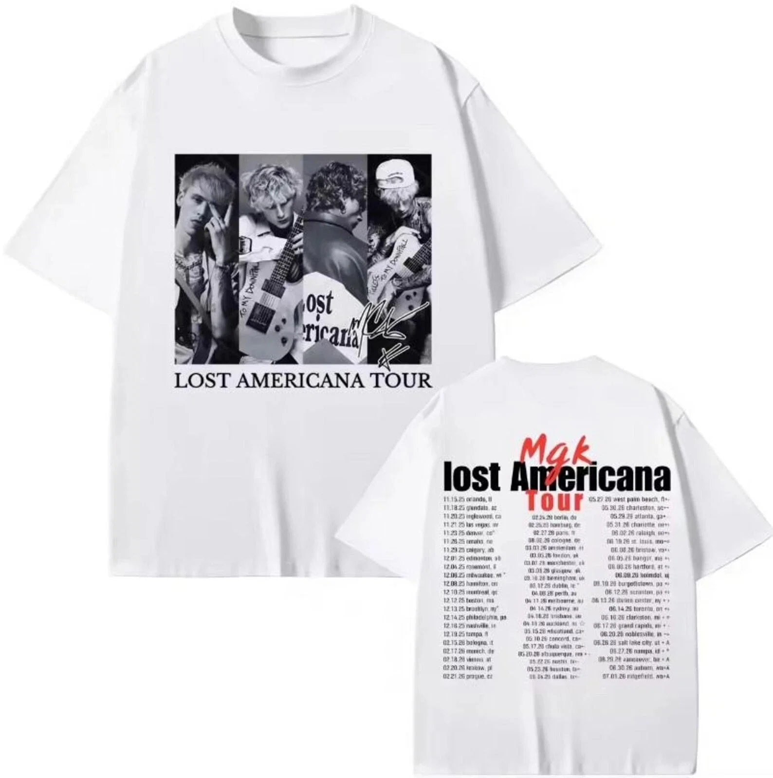 2026 Machine Gun Kelly MGK Lost Americana Tour Merch T-Shirt Cotton Unisex Men’s Women’s Y2k Fans Casual Popular Shirt Tee