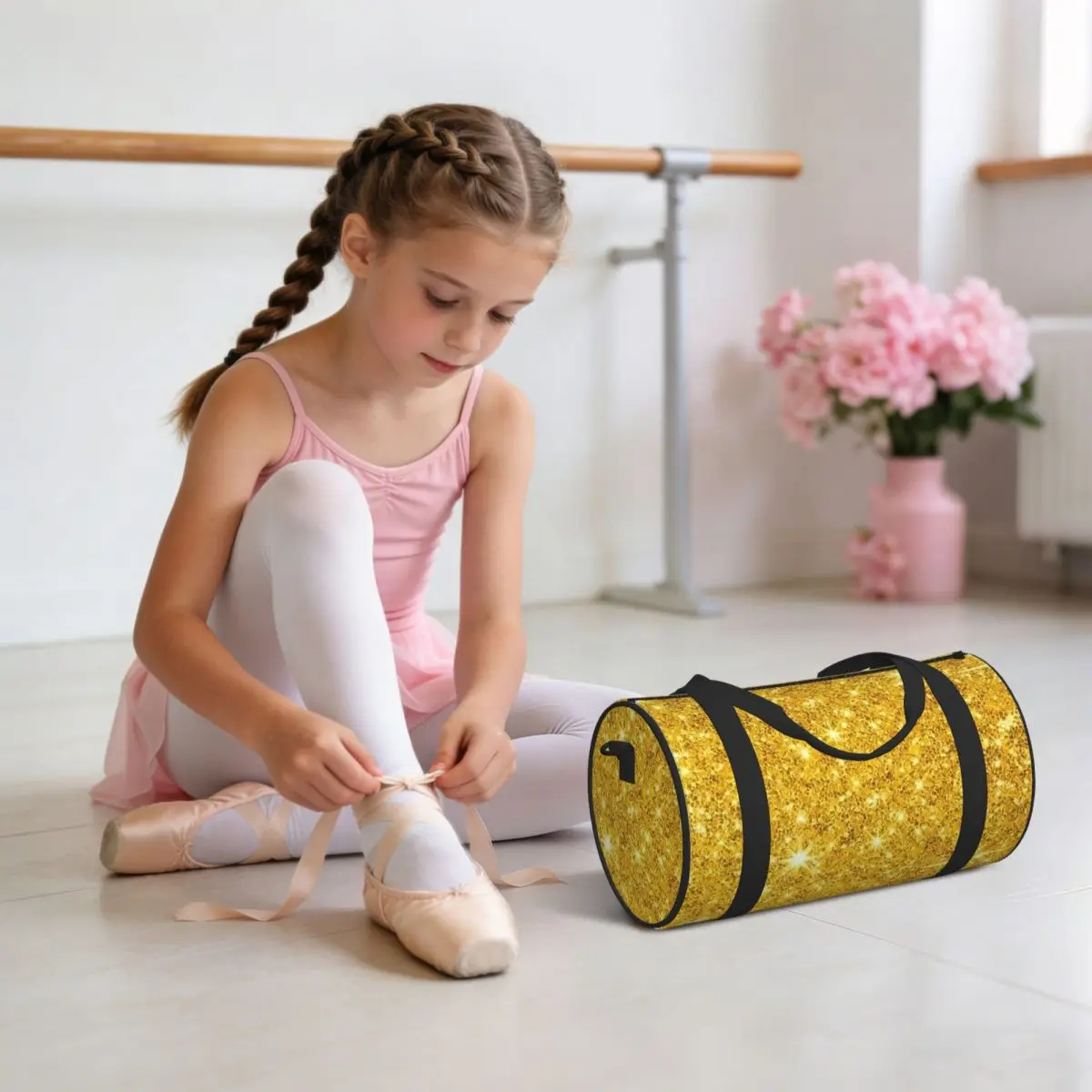 Gold Glitter  Luggage Bag Multi-Functional Duffle Tote Bag Handbags Gym Bags Fitness Bag for Boys Girls
