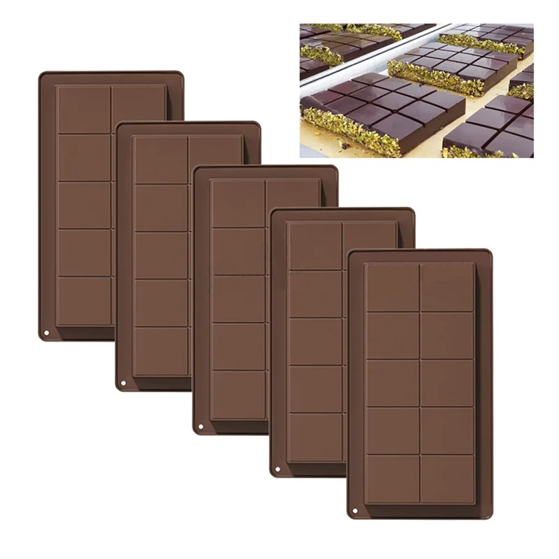 ABKW-Molde de barra de Chocolate de Dubái de 10 agujeros de estilo árabe, moldes de Chocolate de silicona de espesor profundo, herramienta de fabricación reutilizable y fácil de limpiar