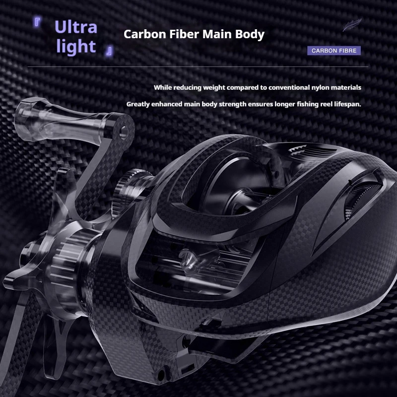 TEBEN Polar Night Baitcasting Reel Ultralight Carbon Fiber Anti Backlash Micro General Snakehead Bass Lure Fishing Reel