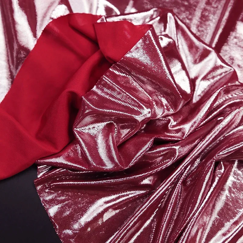 Золотая, серебряная яркая кожаная ткань, ультратонкая мягкая эластичная декоративная ткань для свадебной танцевальной одежды