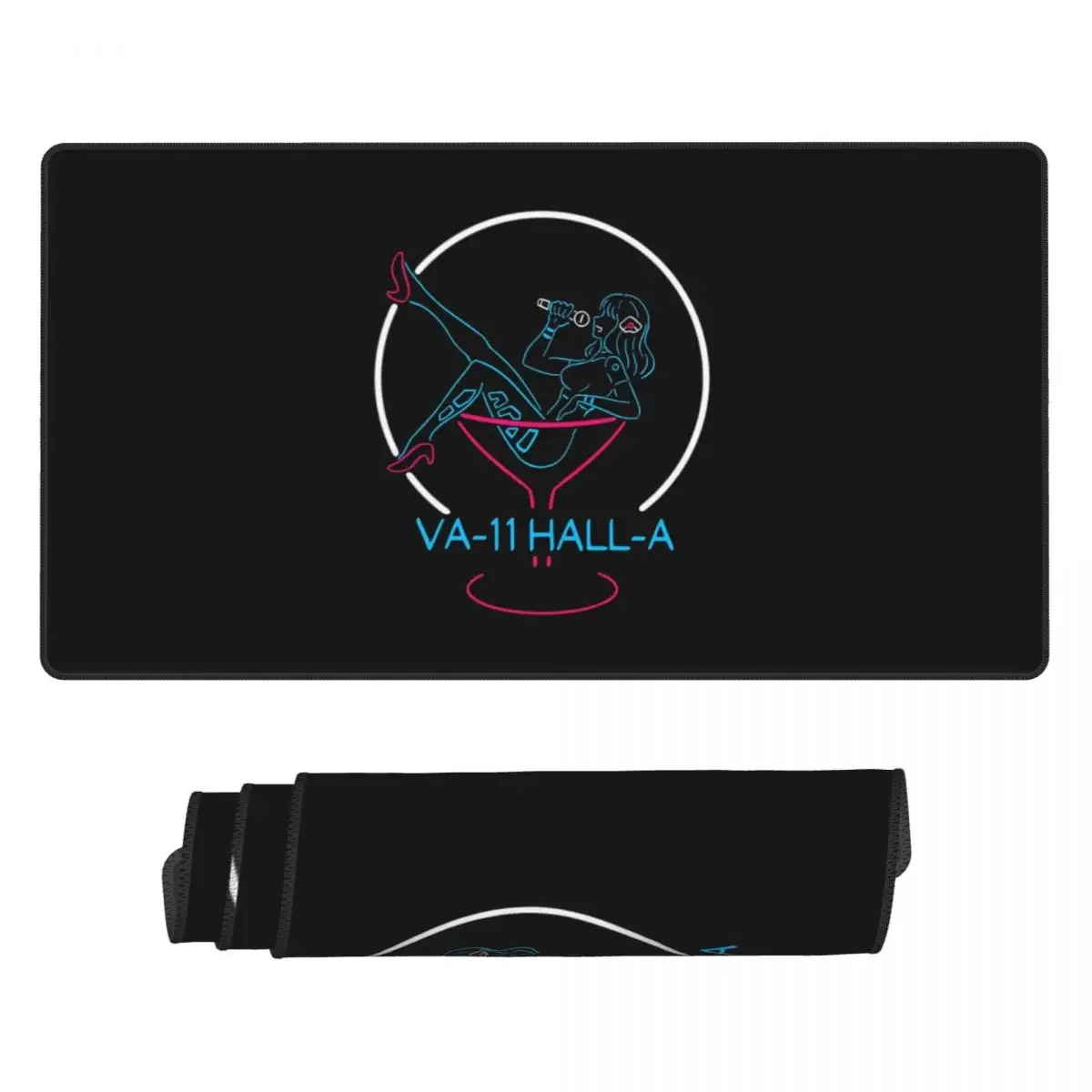 Large Mouse Pad VA-11 Hall-A Neon Sign Gamer PC Laptop Mats Keyboard Carpet Computer Gaming Office Accessories Desk Mat